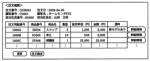 注文確認画面の例